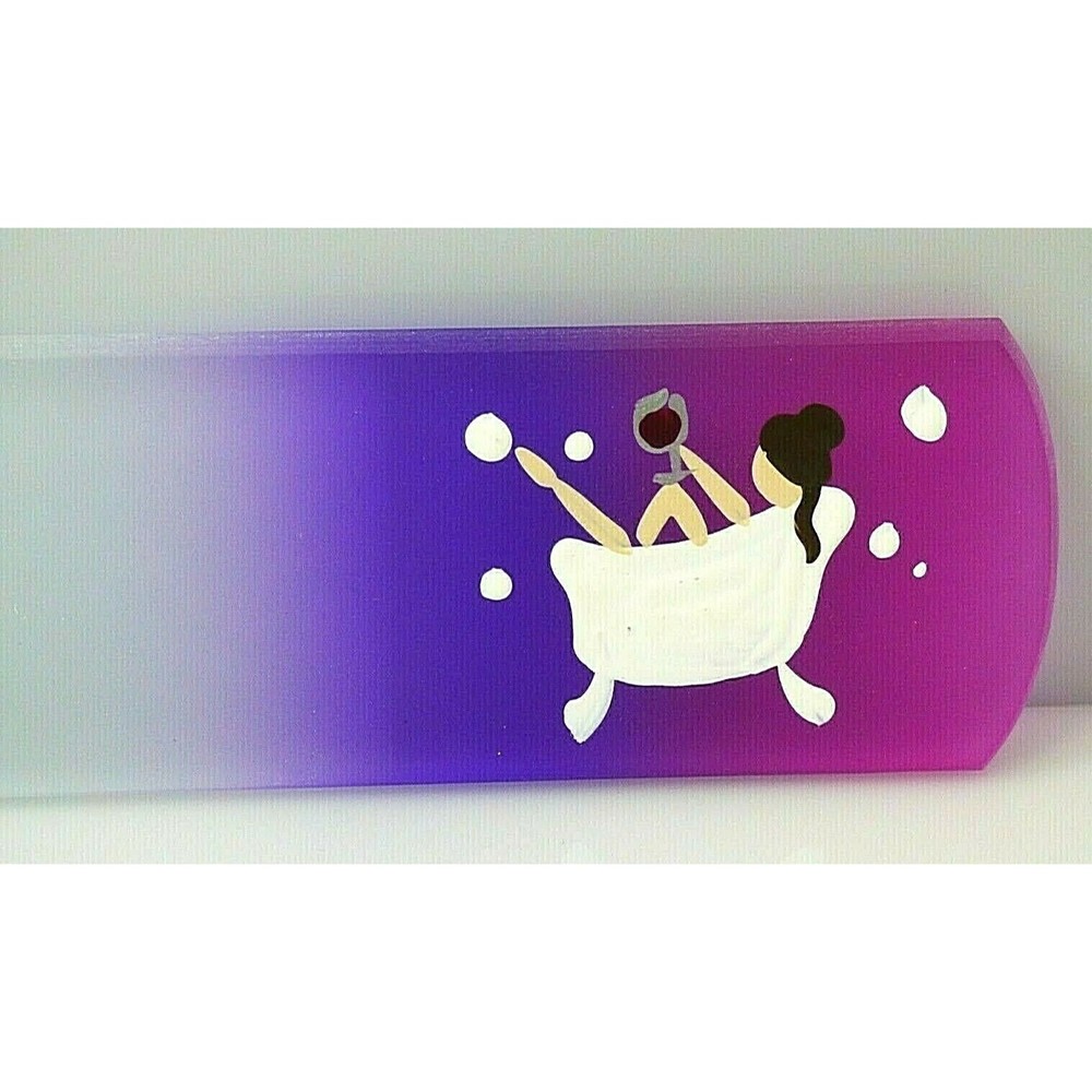 Glass Nail Foot File Pedicure Czech Crystal Brunette Girl Bathtub Scraper Bar